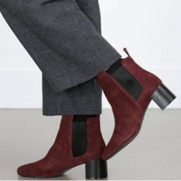 Zara Shoes - Zara Oxblood Suede Chelsea Boot Sz 40 Ankle Chunky